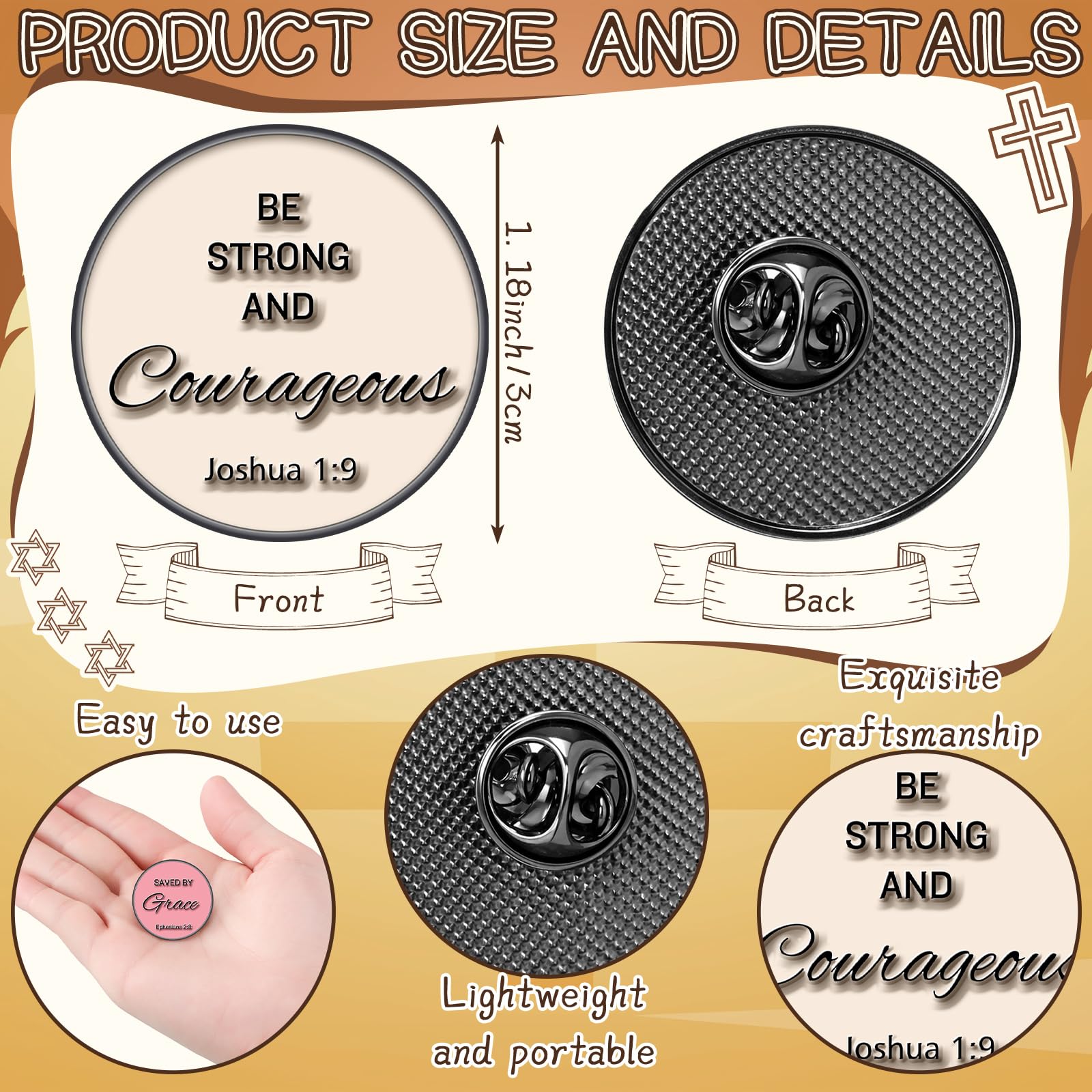 24Pcs Easter Bible Verses Pins Christian Gift for Women Girl Men Religious Enamel Lapel Pins Badges Gift Bulk for Easter Basket Stuffers Easter Egg Filllers Church Sunday School Prizes Easter Party Favors for Decors Clothes Bags Jeans