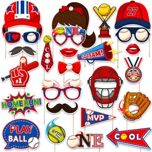 25Pcs Baseball Themed Photobooth Props, Baseball Photo Props, Baseball Theme Party Decorations for Birthday Baby Shower Party Decorations Birthday Baby Shower Party Supplies, Baseball Photo Booth Props Party Favors