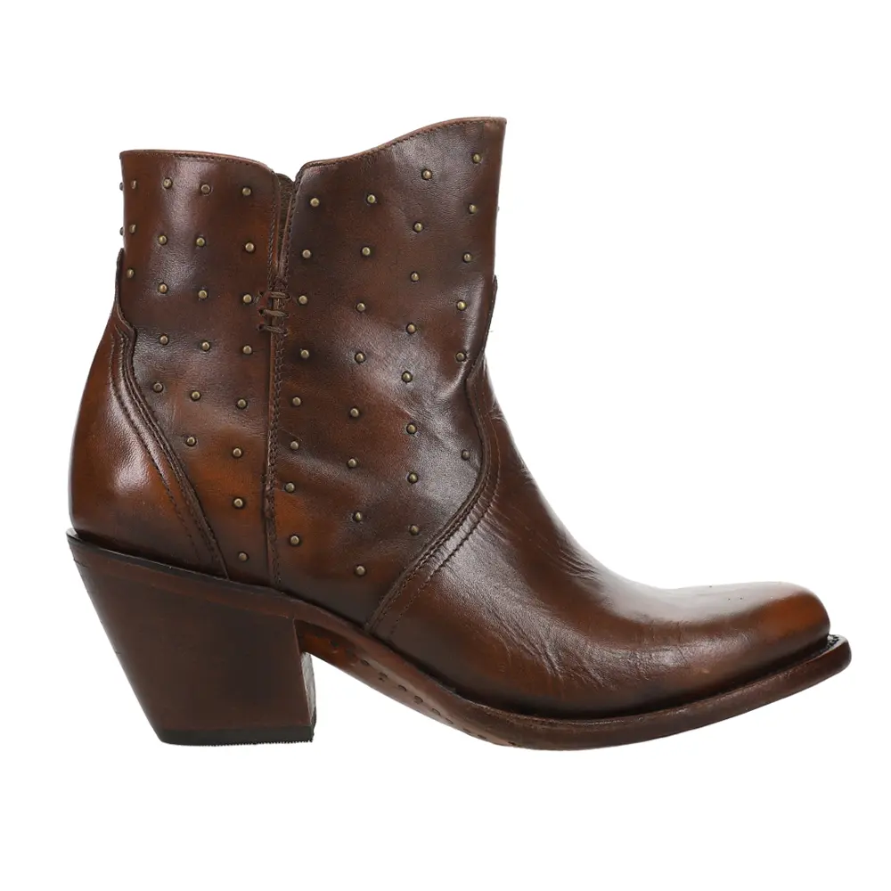Lucchese Womens Harley Cowhide Gradient Round Toe  Dress Boots Ankle Mid Heel 2-3" - Brown