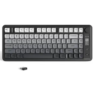 Wireless Gaming Keyboard, Durable Keyboard, Rechargeable 2000mAh Battery Keyboard with Smart Display & Knob, BT/2.4G Wireless Keyboard for PC