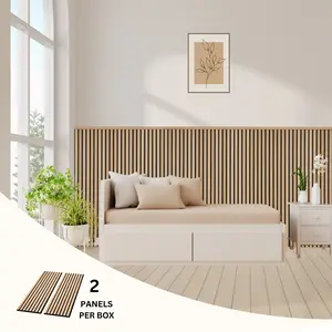 onncom Luxury Wood Veneer Acoustic Slat Wall Panels Soundproof 47.24" x 12.6" (2 Panels Per Box) wallboards wood panel
