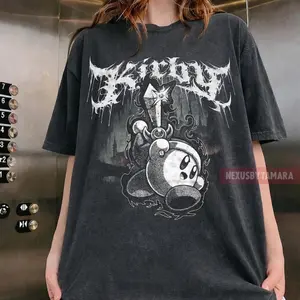 Metal Kirby Vintage Shirt, Gothic Anime Tee, Grunge Kirby Graphic T-Shirt, Spooky Gamer Gift