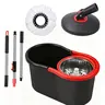 Compact Small Mop and Bucket Set, 3-Section 129cm Stainless Steel Pole, 180° Rotation Mop Head Covers More, Rotatable Base, Fast-Drying Wring System, No Replacement Head, 35x17.5x20.5cm, Box for Homes & Offices