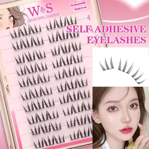 Self-Adhesive False Eyelashes, Pre-Glued Lengthening and Curling Cluster Design, Gentle Synthetic Material, Perfect for Daily Use
