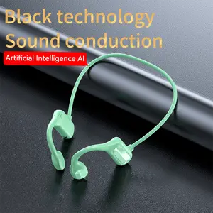 Intelligent noise reduction bone conduction semi in ear headphones upgraded without sound leakage, intelligent noise reduction for long-term use without pain,and advanced sound effects suitable for entertainment, communication, and exercise Earbuds Green