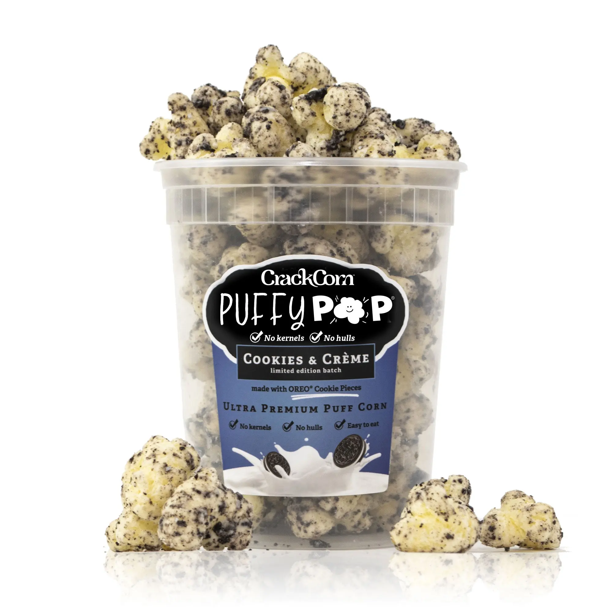 Cookies & Créme Puffy Pop Popcorn Puffs - No Kernels, No Hulls - Easy to Eat Snack