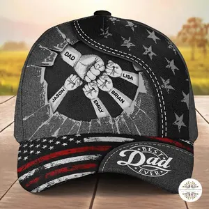 Personalized Daddy Classic Cap Fist Bump Black Hat Casual Wear Gift For Dad