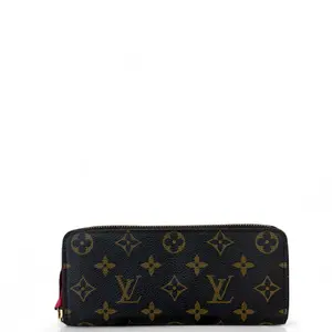 Pre-owned Louis Vuitton Leather Small Leather Goods Zippy Wallet Monogram Brown Dark Pink (0429t2)