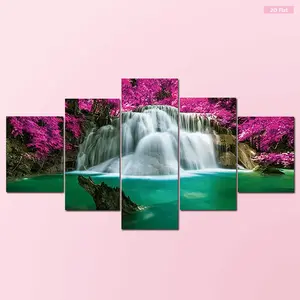 5D DIY Full Drill Round Resin Sequins Waterfall Diamond Painting Kit, 95x45cm, for Home Decoration & Gaiety Decoration