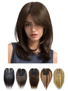 10 Inch Straight Clip-in Hair Extension, Breathable Lace Base Top Glueless Human Hair Toupee for Women, Fashionable Wig for Daily & Party Use