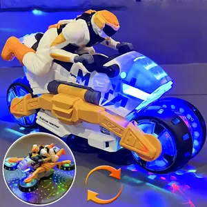 Auto-rotating Electric Motorcycle Vehicle Toys with Smart Obstacle Avoidance, Spins, 360° Movement，Dazzling Lights, Cool Music & Transformation; Christmas Birthday Gift for Kids Boys Girls，Kids Play, Gaining Pride.toy motorcycles for toddlers 2-4  /  TOYS