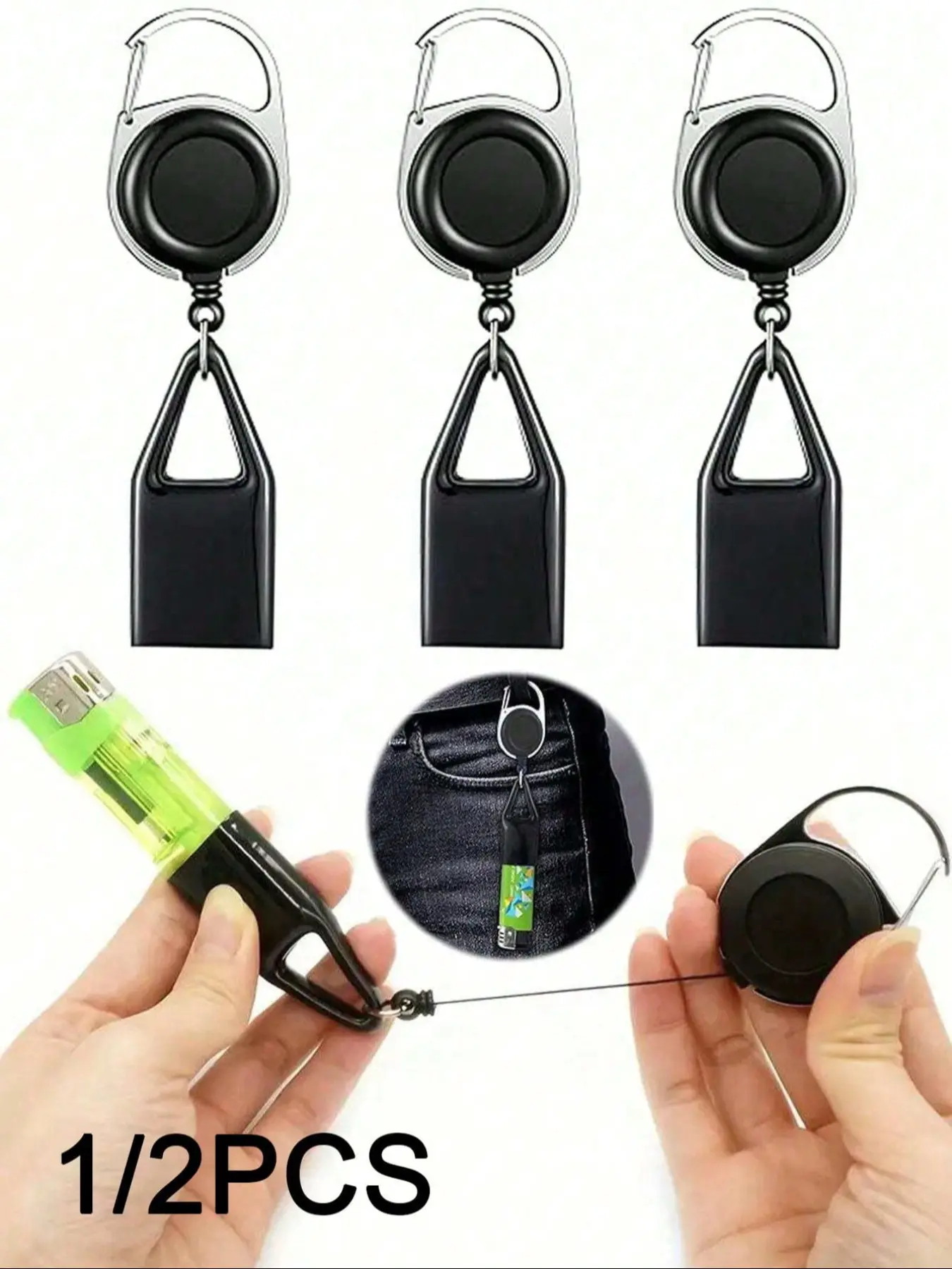 Portable Retractable Light Keychain, Keyrings for Keys, Key Holders, Anti-Loss Design, Durable Material Options, Suitable for Daily Use and Travel