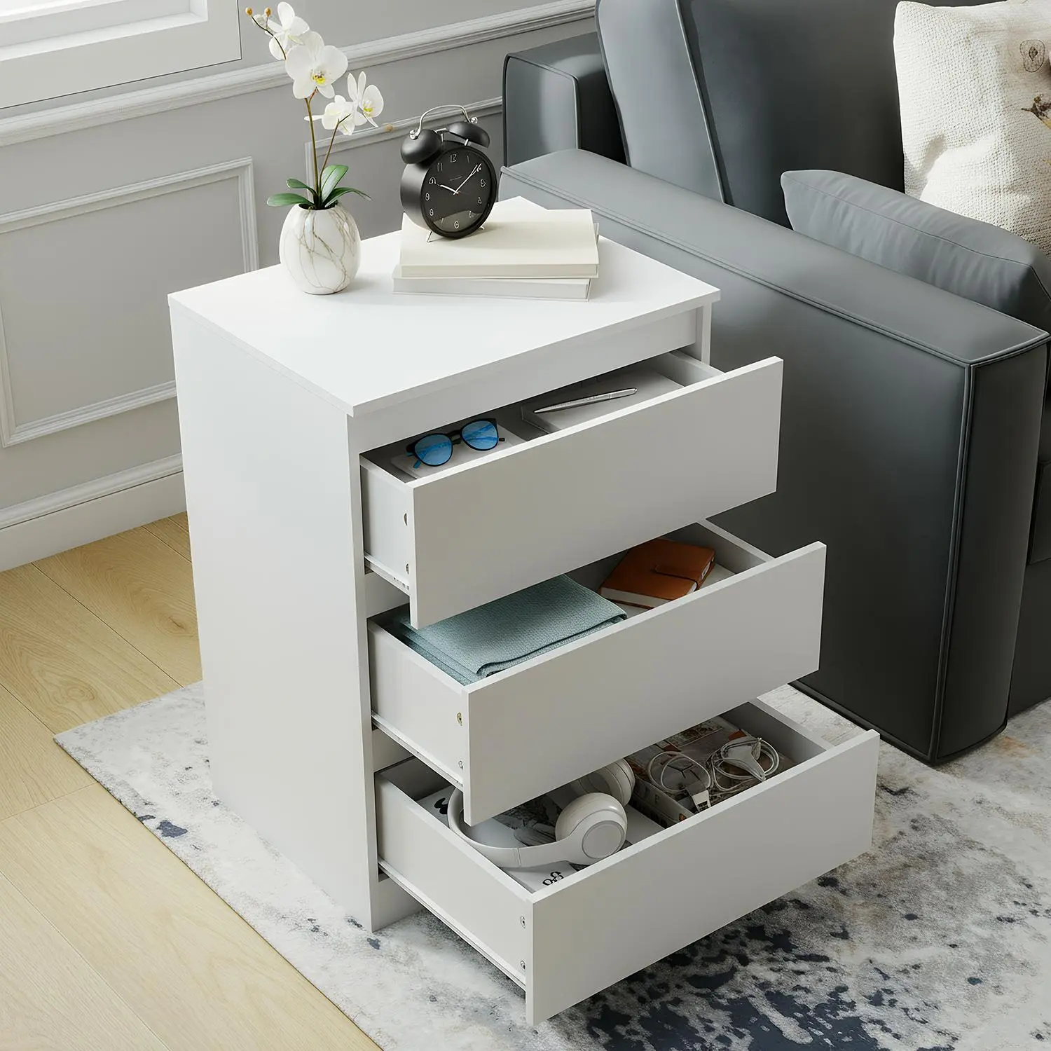 White-3 Drawers