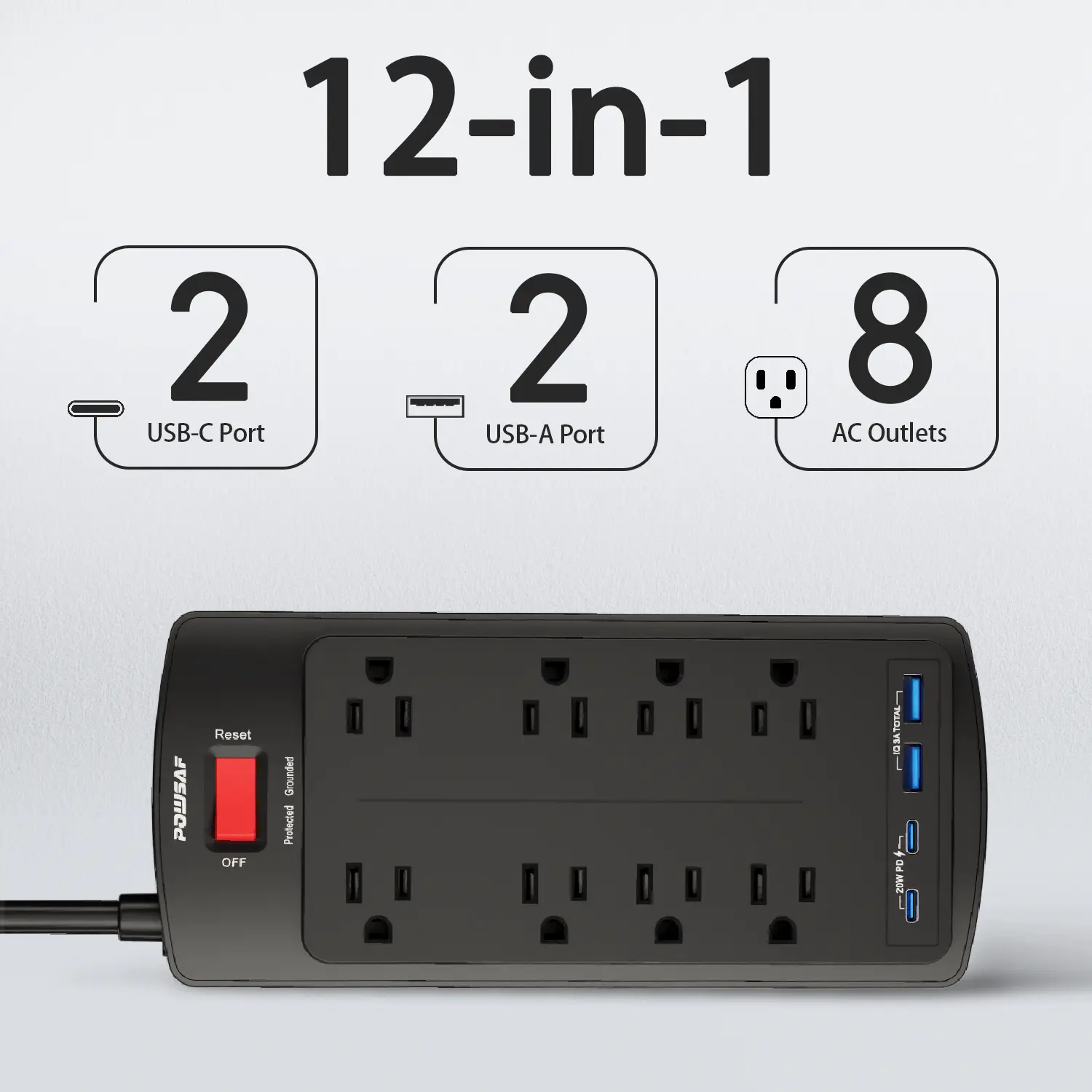 Back to School Parent Extension Cord Wall Mountable Surge Protector with  USB-A & Type-C Fast Charging, portable power station saft ey, multipurpose use, usb port socket tiktokshopbacktoschool,back to school,back to school haul