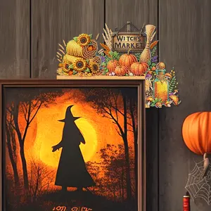 Scarecrow Diamond Painting Door Corner Sign Rhinestone Door Frame Decor Diamond Art Door Right Angle Sign for Indoor Outdoor Wall