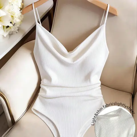 Ruched Dual Thin Straps High Waist Slimming Bodysuit, High Waist Shaperwear, Versatile Base Layers for Daily, Date & Prom Occasions