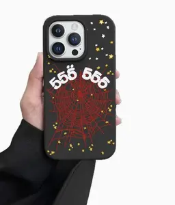 Urban Edge: Red Spiderweb & "555" Streetwear Aesthetic Phone Case