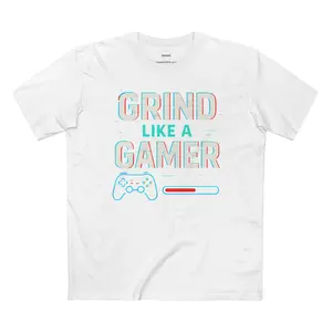 Gaming T-Shirt - Grind Like A Gamer, Perfect for Casual Wear, Gamer Gifts, Birthday, Gaming Parties, Everyday Style