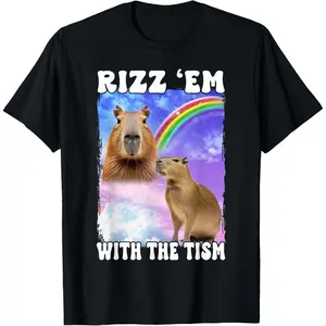 100% cotton Rizz 'Em With The 'Tism Internet Meme T-Shirt,  Black