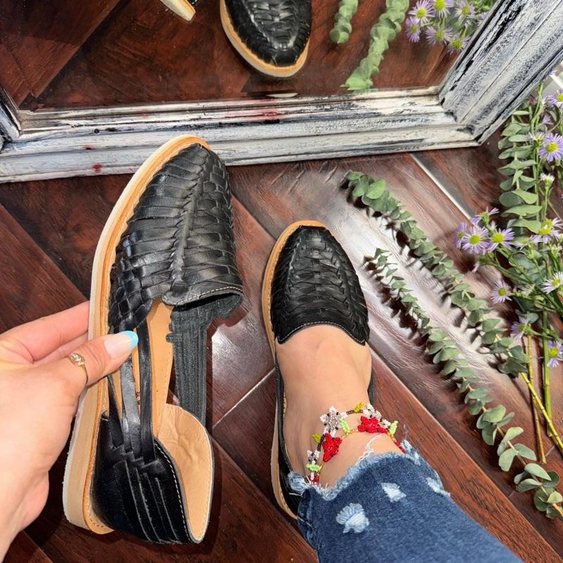 Huarache Sandal - Handmade Mexican Hecho in Michoacán, Colorful Leather, Open Toe, Casual Footwear for Women, Perfect Choice for Wide Feet - Running