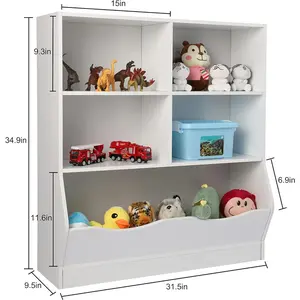 Toy Organizers and Storage, Kids Bookshelf and Bookcase for Playroom, Bedroom, Reading Nook, Toddler's Room, Nursery, White