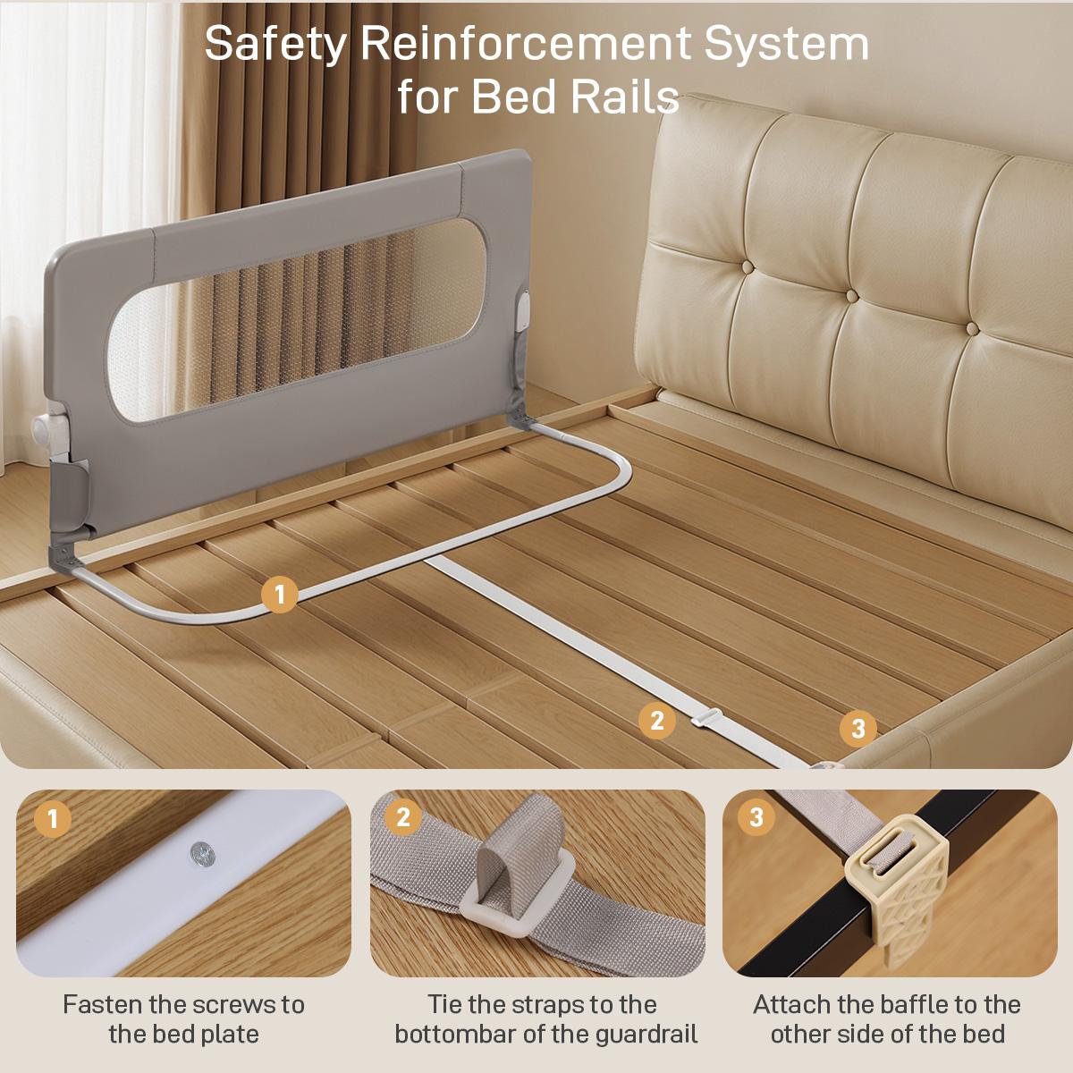 Bed Rail for Toddlers, CAVEEN 47" Toddler Bed Rails, Baby Bed Rail Guard, for Twin, Full, Queen, King Bunk Size Bed Swing Down Bedrail Extral Tall Child Safety Side Railing Guards for Kids, Valentine's Day