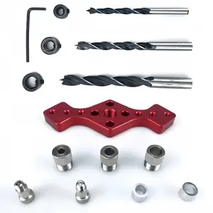 Drill Guide Locator, Wood Panel Hole Puncher Locator, Lightweight and, Multiple Drilling Positions, Comes with 3 Fixing Screws, Ideal for Woodworking DIY