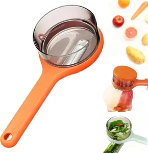 Peeler with Container - New kitchen specific fruit peeler with box storage, vegetable peeler with storage box, double-sided stainless steel multifunctional peeler, suitable for home kitchen (orange)