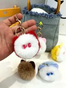 Cute Cat-Shaped Plush Keychain, Minimalist Style, Portable Car Interior Decoration, Multi-Color Options, Women's Accessory