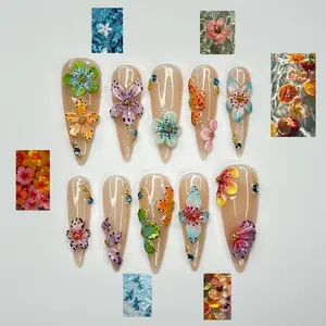 Garden Candy Floral Press On Nails | 3D Colorful Flower Nails | Cute Pastel Nails | Spring Blossom Nail Set | Statement Nails
