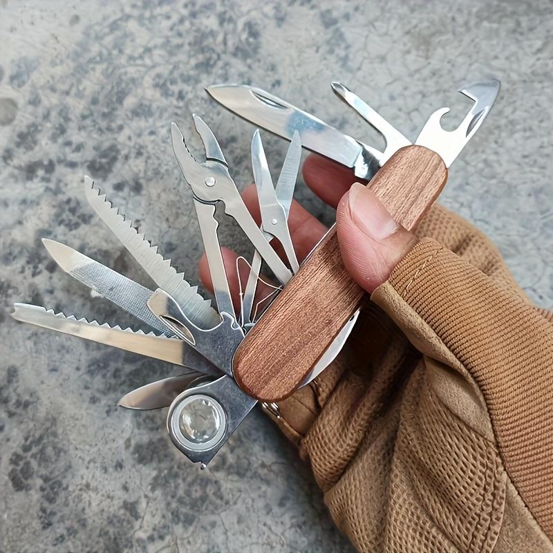 17 IN 1 Multi-Function Swiss Knife Tool, Portable Folding Knife with Pliers, Scissors, Magnifying Glass, Pocket Camping Knife Set, Multi-Function Screwdriver Tactical Equipment