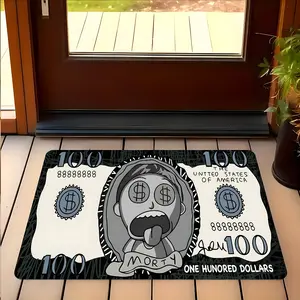Rick and Morty Morty 100 Dollar Bill Funny Doormat, Welcome Mat, Cartoon Character Entryway Rug, Sturdy Non-Slip Low-Profile Floor Mat for Indoor Outdoor, Home Decor for Rick and Morty Fans, Ideal Gift for Cartoon Lovers