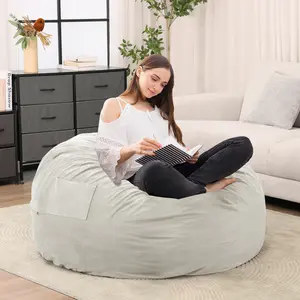 furnishflex Bean Bag Chair for Adults, Foam Filled Furniture with Soft Removable Cover, Comfy Kids Sofa for Living Room Bedroom Dorm, 4 Feet