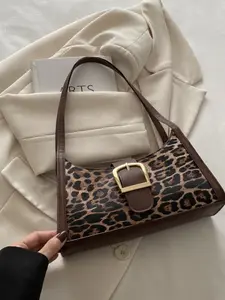 Unique Leopard Print Shoulder Bag, High-End Versatile Crossbody Bag for Work & Commute, Stylish & Durable Design Fashionable Patterned Bag, Fashionable Unique Bags