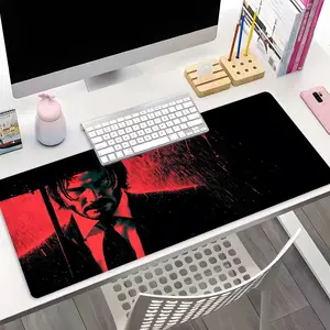 Red-Black Dark Agent Cool Style Extended Large Gaming Mouse Pad, Aesthetic Desktop Protective Pad, Desktop Accessory, Washable Rubber Pad Non-Slip Lock Edge Multi-Size Mouse Pad Suitable For Home Office Desk Accessories, Good Gift for Family and Friends