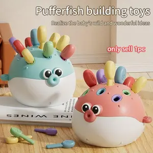 Pufferfish Building Blocks, Interactive Learning Toy, Interactive Play, Number Matching, Color Recognition, Fine Motor Skills, Skill Development, Educational Stem Toy, /blue