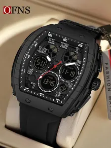 Men's Fashion Digital Watch, Casual Sporty Digital Watch with Luminous Dial & Alarm Mode, Waterproof Wrist Watch, Outdoor Sports Watch with Box