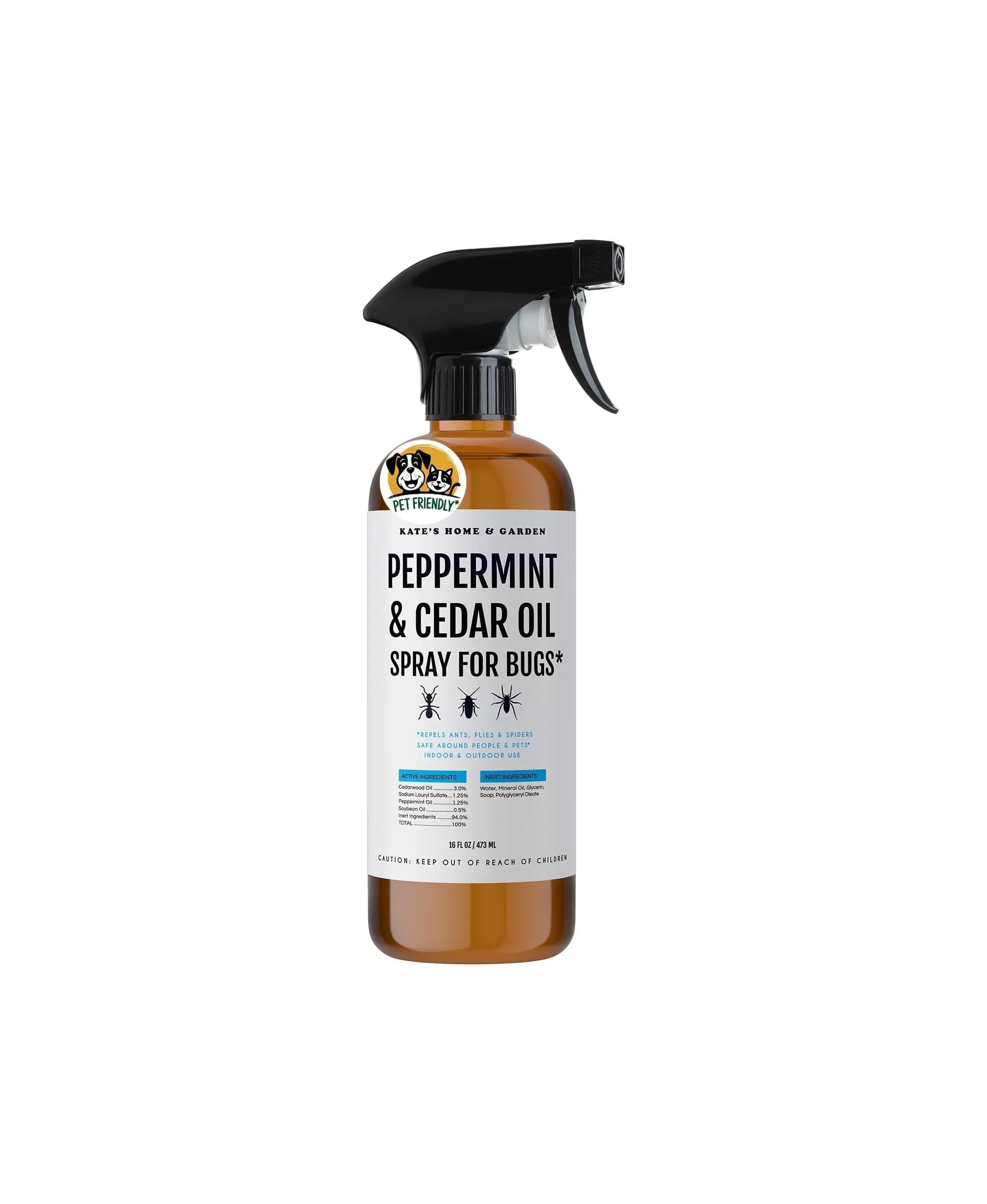 Kate's Home & Garden Peppermint Oil Bug Spray 16oz Natural Insect Repellent