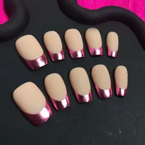 10PCS Handmade French Press On Nails Pink Nails Reusable Nails Short pink friday easy diy Short Almond