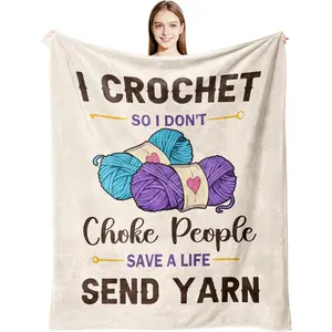Crochet Gifts Blanket 60’’X50’’, Crochet Accessories/Stuff Gift for Crocheters Knitters Women, Christmas Birthday Present for Knitting Crafter, Funny Crocheting Throw