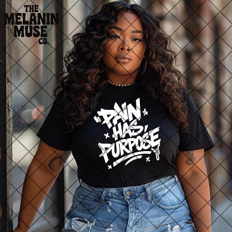 The Melanin Muse Co. Pain Has Purpose Long Sleeve T-Shirt/Sweatshirt Soft Stylish Unapologetic Faith Tee/Sweatshirt for Women Summer Wear Comfortable Versatile Wear