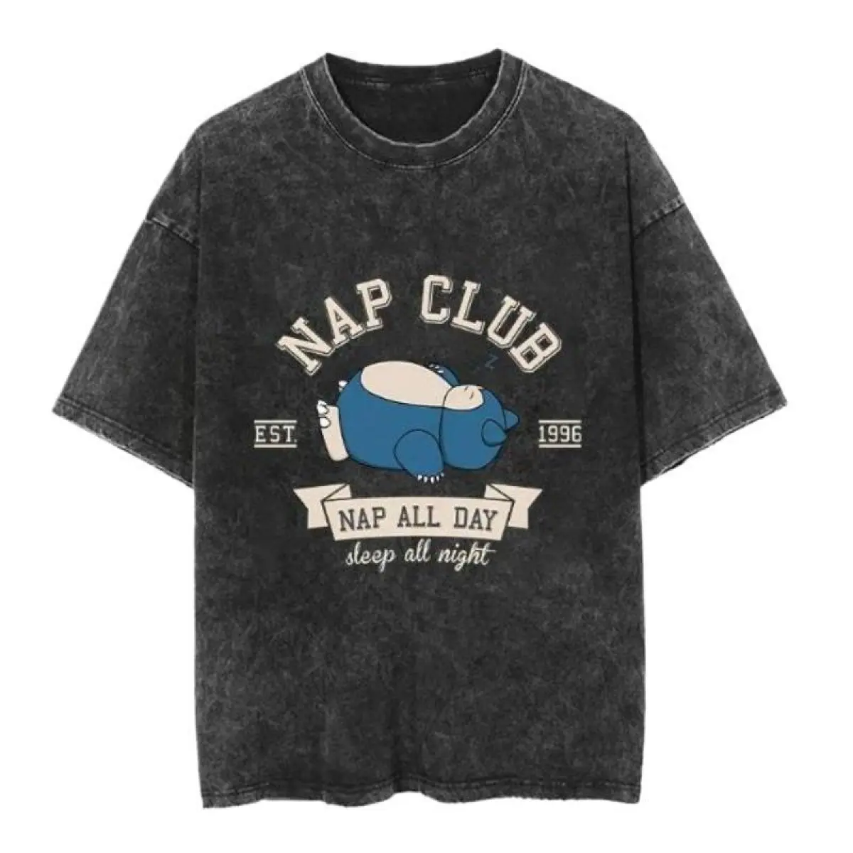 Sleep All Night Vintage Tee Snorlax Washed T-Shirt Graphic Tees