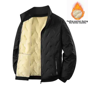 Men's Fleece Jacket Thickened Warm for Autumn Winter with Zippered Pockets Windproof Stand Collar Design Feeling Warmer During Winter Months Casual Fall & Winter Outerwear