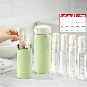4 in 1 Travel Dispenser Bottle, Portable Leakproof Refillable Toiletry Dispenser Bottles for Daily Skincare Shampoo Lotion – Travel Must-Have for Business Camping Holiday Trip,gifts for parents christmas