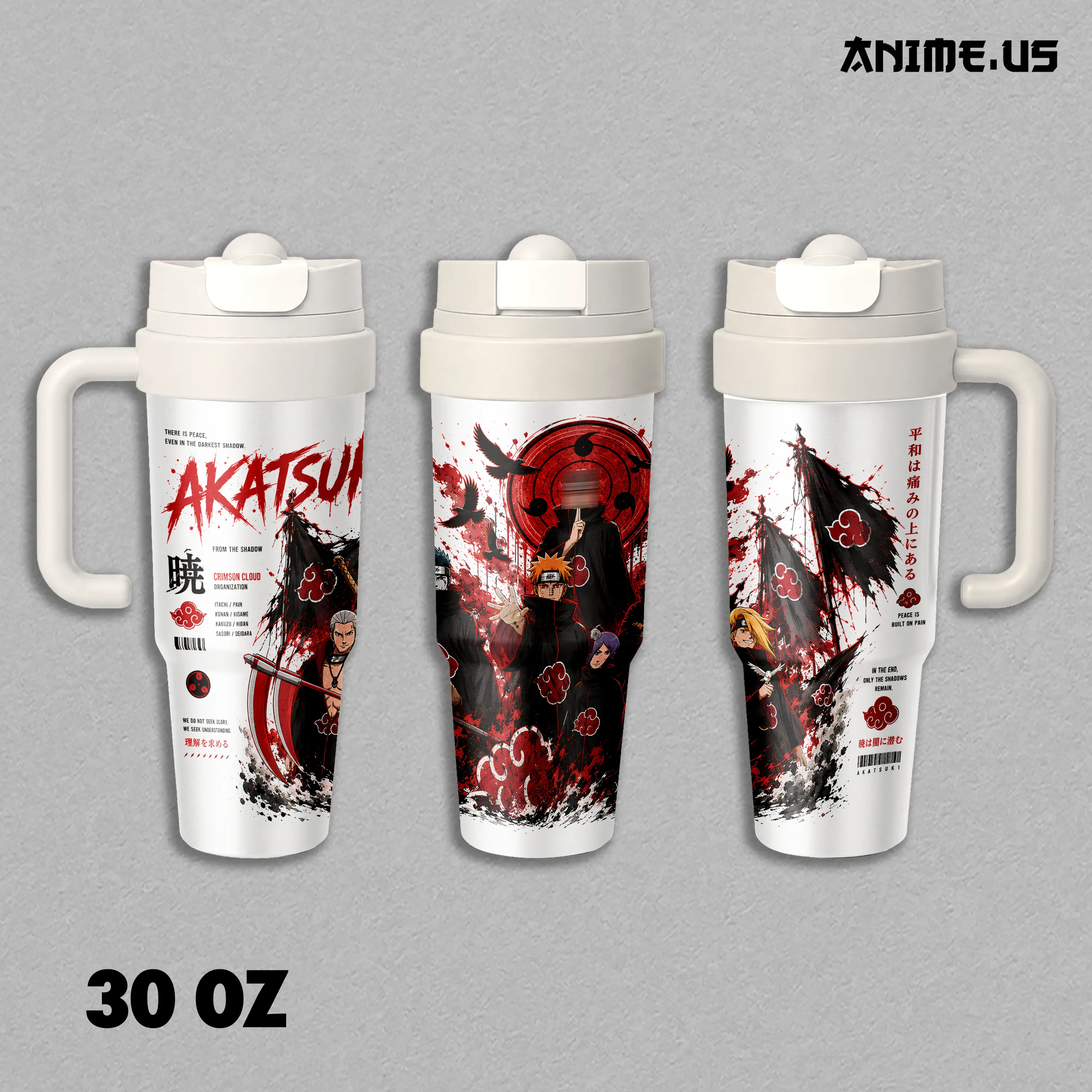 Insulated Tumbler Akatsuki Crimson Cloud Organization Anime Stainless Steel 17oz 24oz 30oz Double Wall Vacuum Travel Mug Hot Cold Drink Cup Anime Gift for Fans