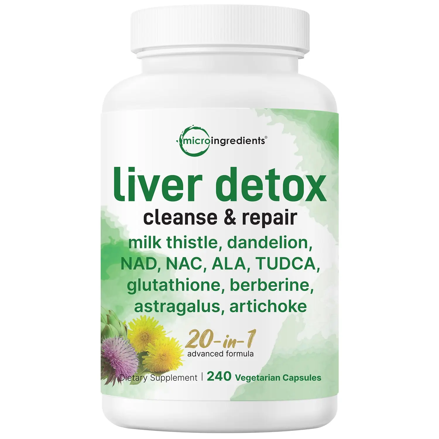 Micro Ingredients Liver Detox, 240 Veggie Capsules, 20-in-1 Advanced Support Complex