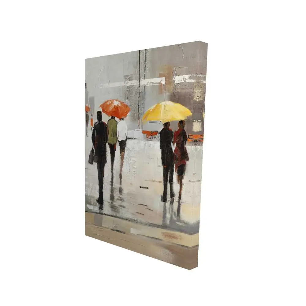 212 MAIN Contemporary Vibrant Abstract Passersby with Umbrellas Brown Woman Photo Wall Art Print, 24x36 in., Artwork for Home Decoration Supplies