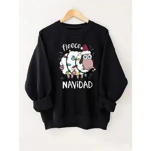 Cozy Plus Size Christmas Sweater for Women with Festive Sheep Graphic Perfect for Holiday Parties and Winter Wear