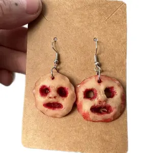 Blacklight Reactive Face Mask Earrings - Handmade Clay Horror Earrings