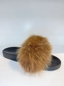 Faux Fur Slides, Furry Slippers for Women Fuzzy Fluffy Sandals Shoes